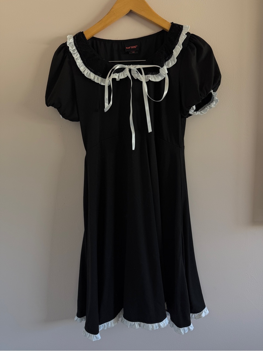 Hot Topic Black Dress with White Ribbon Accent